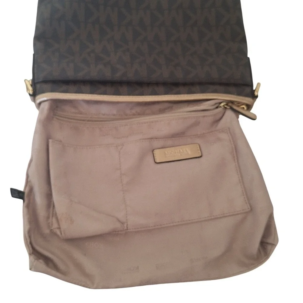 Michael Kors Crossbody Bag Brown Saffiano Leather Medium Purse Handbag‎